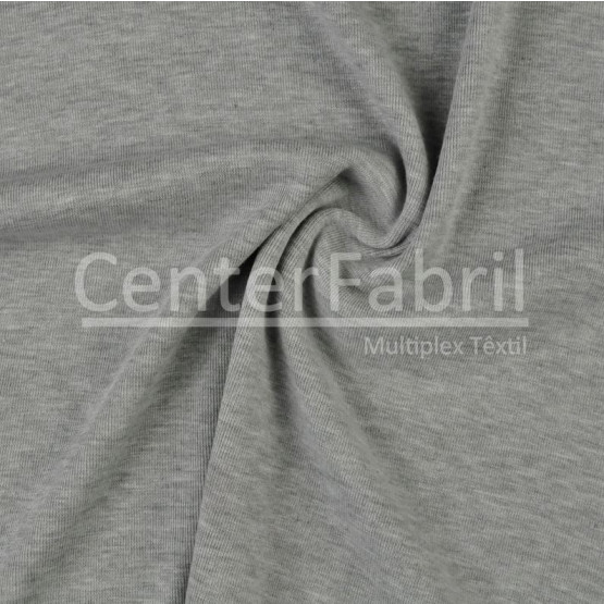 Malha Punho - Ribana Tubular canelado grosso Cinza Mescla Largura 60cm 98%Algodaõ 2%Elastano Preço por Metro