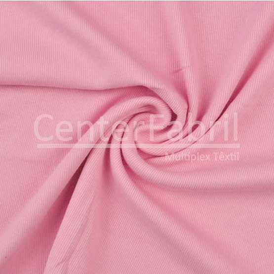 Malha Punho - Ribana Tubular canelado grosso Rosa Largura 48cm 98%Algodão 2%Elastano Preço por Metro