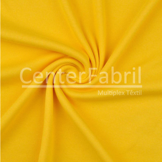 Malha Punho - Ribana Tubular canelado grosso Amarelo Largura 60cm 98%Algodão 2%Elastano Preço por Metro