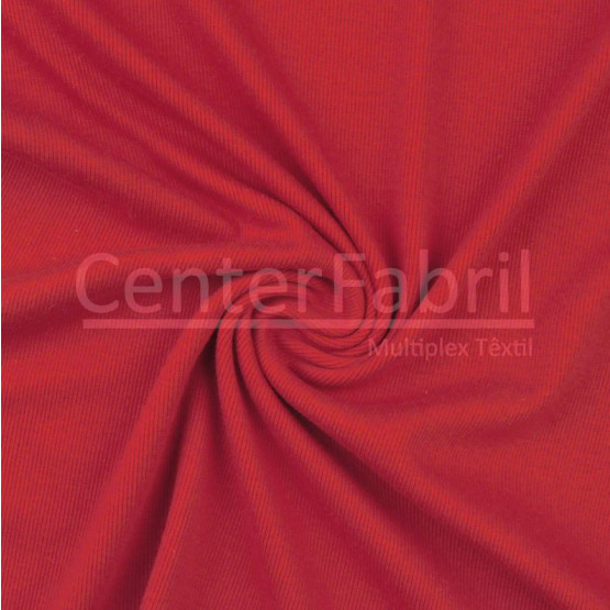 Malha Punho - Ribana Tubular canelado grosso Vermelho Largura 48cm 98%Algodão 2%Elastano Preço por Metro