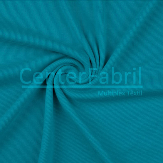 Malha Punho - Ribana Tubular canelado grosso Turquesa Largura 54cm 98%Algodão 2%Elastano Preço por Metro