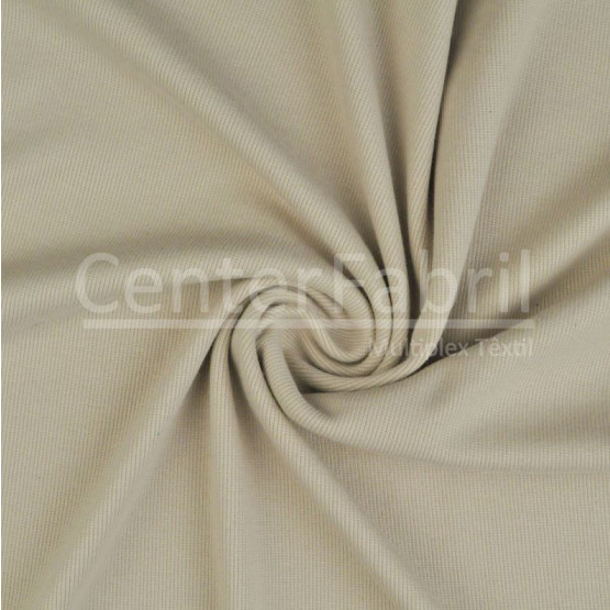 Malha Punho - Ribana Tubular canelado grosso Bege Largura 57cm 98%Algodão 2%Elastano Preço por Metro