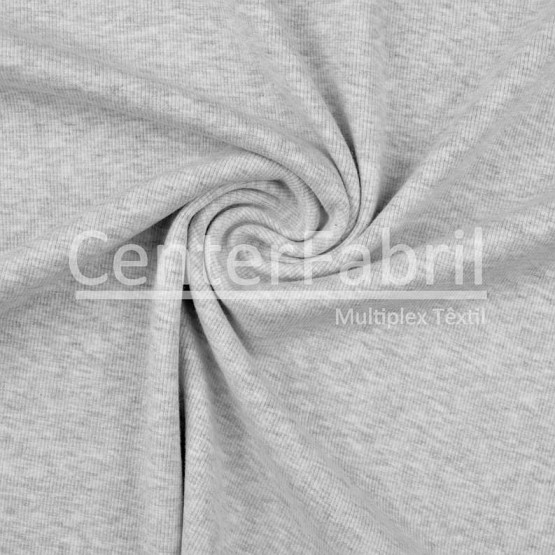 Malha Punho - Ribana Tubular canelado grosso Cinza Mescla Largura 52cm 98%Algodão 2%Elastano Preço por Metro