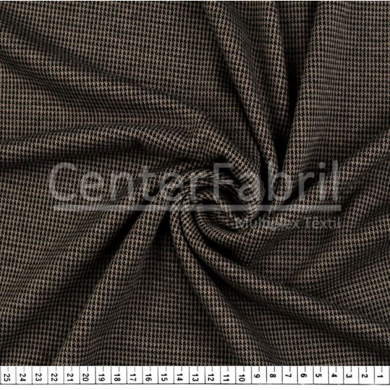 Tecido Malha Jacquard Taylor Pied Poule Marrom/Bege Larg 150cm 97%Poliester 3%Elastano* Preço por metro.Conserv1-N/2-2/3-3/5-3/6-1