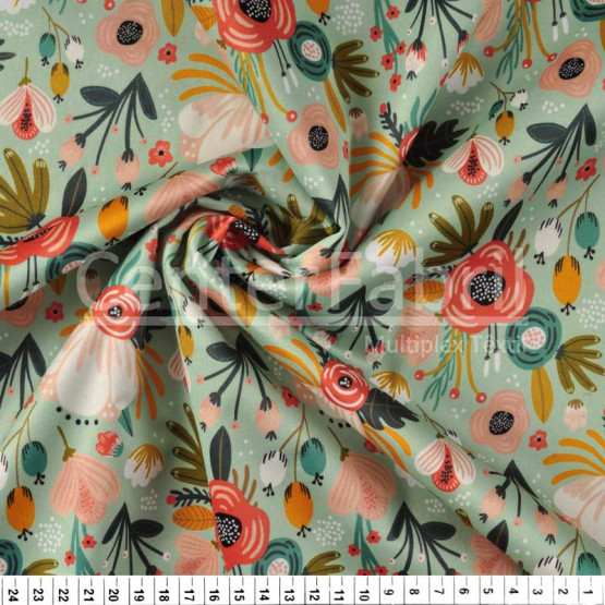 Tecido Malha Pul Impermeável  Ecológico des645Floral Larg 140cm Bas100%Poliamida Sup100%Poliester