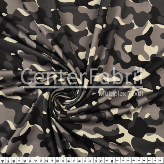 Tecido Malha Elastano Camuflado Cinza Larg 160cm 90%Poliester 10%Elastano - Preço por metro