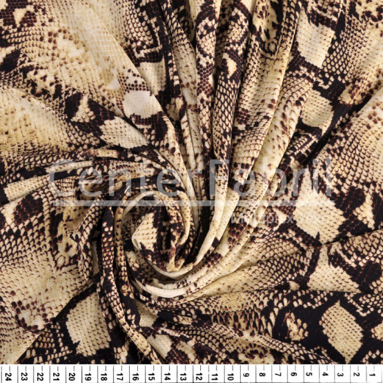 Tecido Malha Liganete Estampada Pele Cobra Mostarda Larg.160cm - 96%Poliéster/4%Elastano 180gr/m²- Venda por Metro