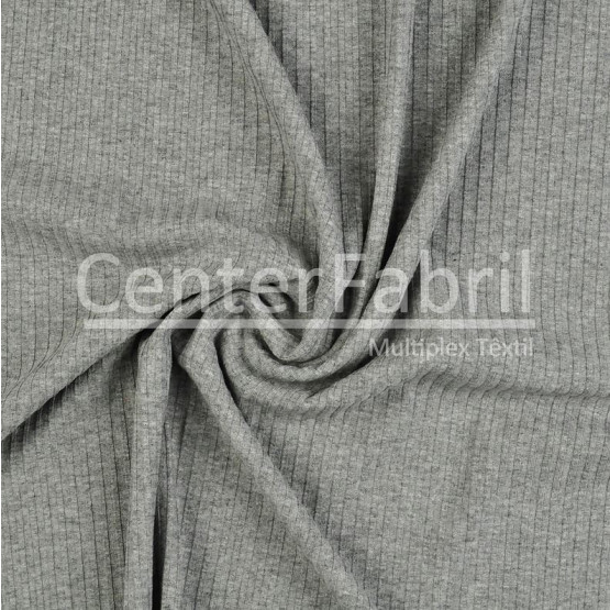 Malha Canelada New Mescla Cinza Larg 140cm 95%Viscose 5%Elastano 240gr/m2 - Preço p/ Metro
