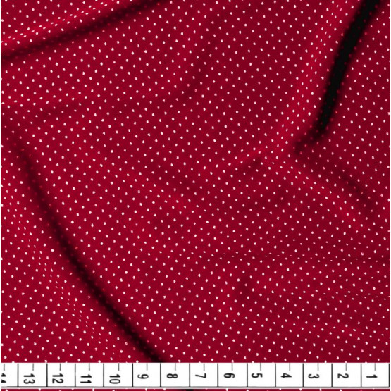Tecido Malha Liganete Estampa Vermelha/Bolinha Branca Larg.150cm - 96%Poliéster/4%Elastano - Venda por Metro