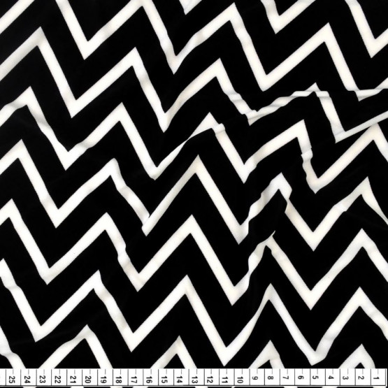 Tecido Malha Liganete Estampada Preto/Branco Larg.150cm - 96%Poliéster/4%Elastano 190gr/m²- Venda por Metro