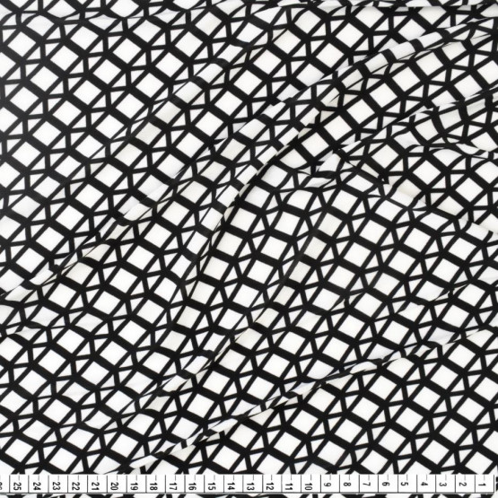 Tecido Malha Liganete Estampada Preto/Branco Larg.150cm - 96%Poliéster/4%Elastano 190gr/m²- Venda por Metro