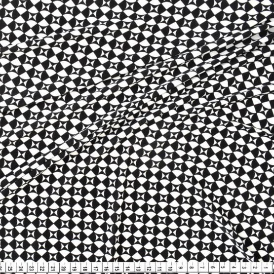 Tecido Malha Liganete Estampada Preto/Branco Larg.150cm - 96%Poliéster/4%Elastano 190gr/m²- Venda por Metro