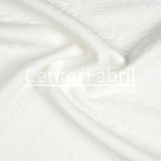 Tecido Malha Jacquard Matelassê OffWhite/Marfim Larg 150cm 96%Poliester 4%Elastano* Preço por metro.Conserv1-N/2-2/3-3/5-3/6-1