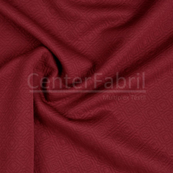 Tecido Malha Jacquard Matelassê Bordô Larg 150cm 96%Poliester 4%Elastano* Preço por metro.Conserv1-N/2-2/3-3/5-3/6-1
