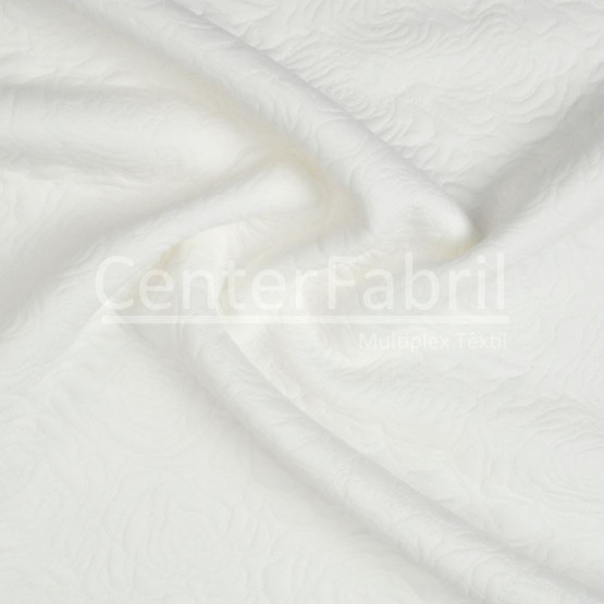 Tecido Malha Jacquard Matelassê OffWhite/Marfim Larg 150cm 96%Poliester 4%Elastano* Preço por metro.Conserv1-N/2-2/3-3/5-3/6-1