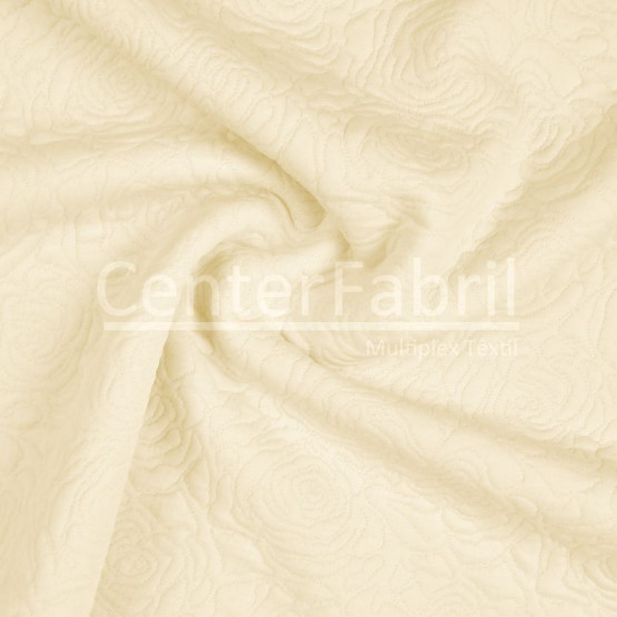 Tecido Malha Jacquard Matelassê Bege Claro Larg 150cm 96%Poliester 4%Elastano* Preço por metro.Conserv1-N/2-2/3-3/5-3/6-1