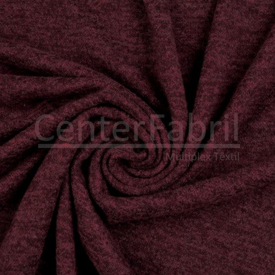 Tecido Malha Melange Flanelado Vinho Largura 150cm 92%Poliester 6%Viscose 2% Elastano - Venda por Metro . Conserv 1-M/2-2/3-3/4-5/5-3/6-1/6-3