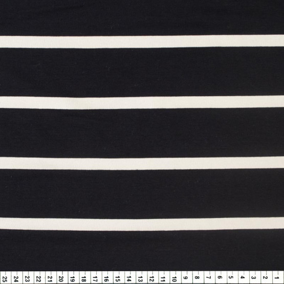Tecido Viscolycra Listrado Preto/Off White Larg 160cm 79%Poliester.17%Viscose.4%Elastano ref.1540 - Preço por metro