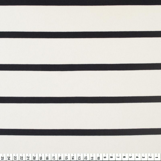 Tecido Viscolycra Listrado Off White/Preto Larg 160cm 79%Poliester.17%Viscose.4%Elastano ref.1539 - Preço por metro