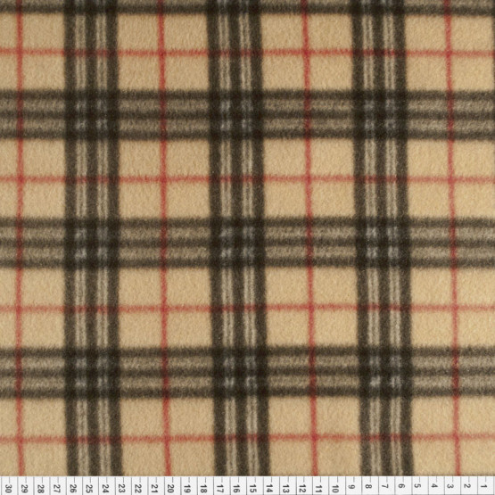 Tecido Soft  Estamp Largura 160cm 100%Poliester Xadrez Bege - Preço por metro