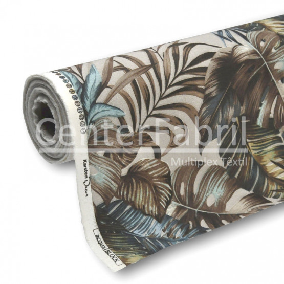 Tecido Acquablock impermeável estampado Maranta Bege Larg 1,40mt 72%Algodao/28%Poliester.Conserv1-P/2-2/3-3/5-2/6-8