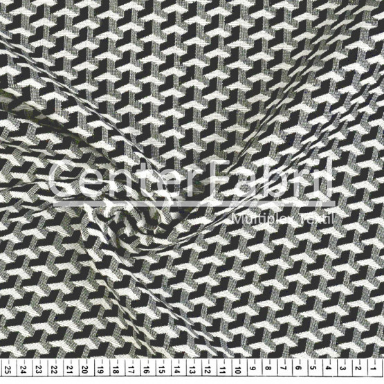 Tecido Jacquard Dupla Face Geométrico Preto e Branco Largura140cm 58%Algodão/42%Poliester . Conserv1-H/2-2/3-3/5-3/6-8