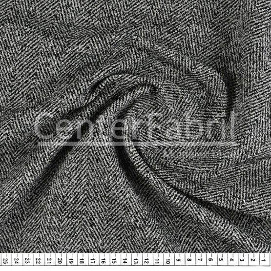 Tecido Jacquard Dupla Face Chevron Preto Largura140cm 58%Algodão/42%Poliester . Conserv1-H/2-2/3-3/5-3/6-8