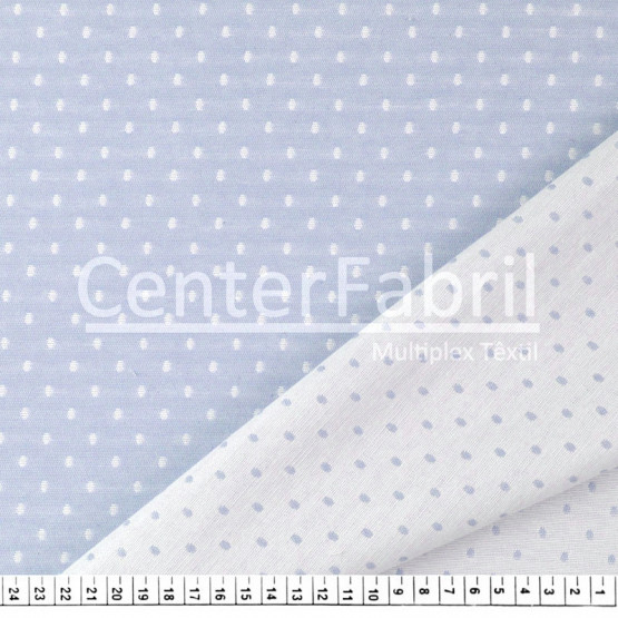 Tecido Jacquard Dupla Face Atlanta Pois Azul Largura140cm 72%Algodão/28%Poliester. Conserv1-H/2-2/3-3/5-3/6-8