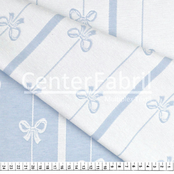 Tecido Jacquard Dupla Face Atlanta Laços Azul  Largura140cm 72%Algodão/28%Poliester . Conserv1-H/2-2/3-3/5-3/6-8