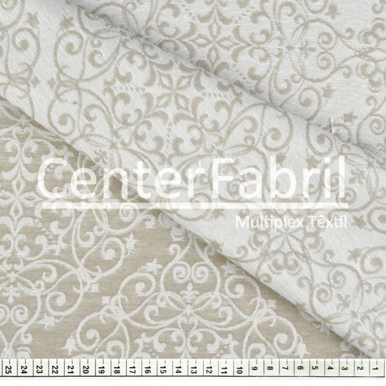Tecido Jacquard Dupla Face Atlanta Arabesco Bege Largura140cm 72%Algodão/28%Poliester. Conserv1-H/2-2/3-3/5-3/6-8