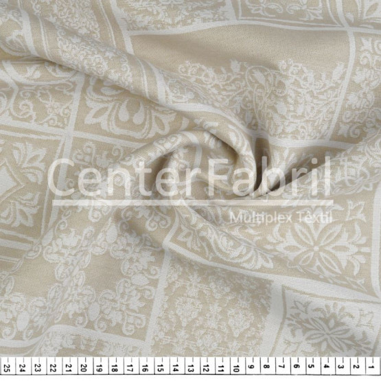 Tecido Jacquard Dupla Face Atlanta Arabesco Bege/Cru Largura140cm 72%Algodão/28%Poliester. Conserv1-H/2-2/3-3/5-3/6-8