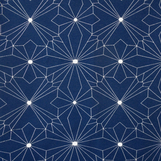 Tecido Aquatec Veneza - estampado Geométrico Azul e Branco Larg 1,40mt 68%Algodao/32%Poliester