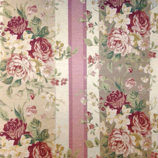 Tecido Lonita Linho Misto Estampa Digital Flores e Litras Rosês fundo Bege Linho Larg 140cm 55%Algodão.22,5%Linho.13,5%Viscose.9%Poliester