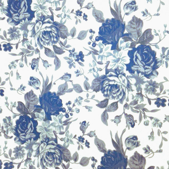 Tecido Lonita Linho Misto Estampa Digital Floral med Azul Larg 140cm 55%Algodão.22,5%Linho.13,5%Viscose.9%Poliester