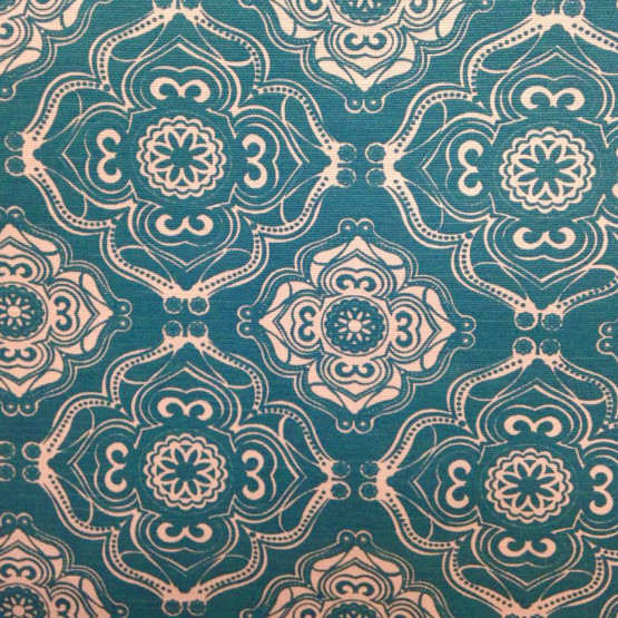 Tecido Lonita Flamê Monaco Estamp Mandalas Turquesa Larg 140cm 63%Algodão.37%Poliester
