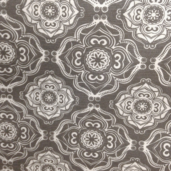 Tecido Lonita Flamê Monaco Estamp Mandala Cinza Larg 140cm 63%Algodão.37%Poliester
