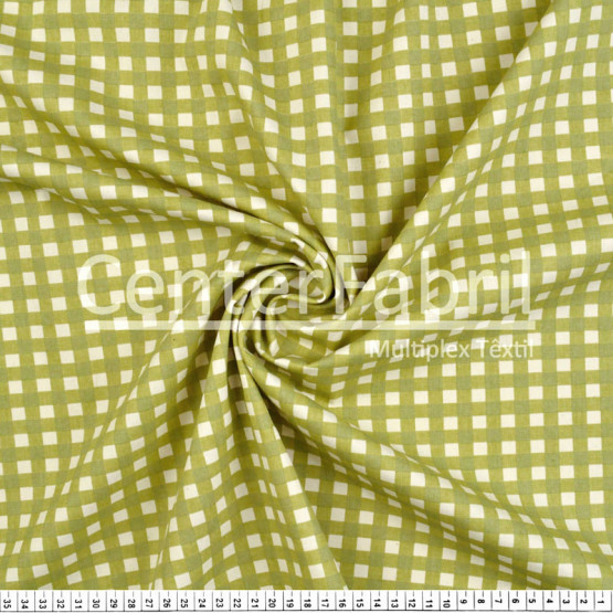 Tecido Sarja Leve Paradiso Estampa Xadrez Verde Larg.160cm 100%Algodão 215gr/m2.Conserv1-I/2-2/3-2/5-3/6-8