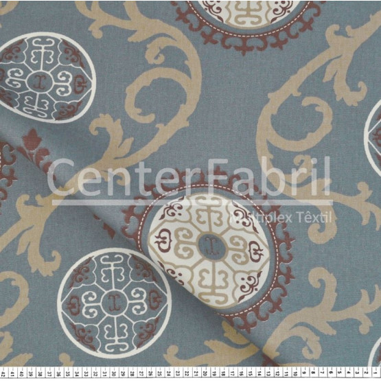 Tecido Lonita Estampada Mandala Gde Larg. 140cm 100%Algodão 384gr/m2.Conserv1-I/2-2/3-2/5-3/6-8