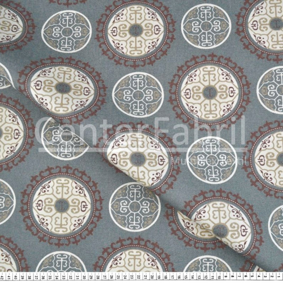 Tecido Lonita Estampada Mandala Pequeno Larg. 140cm 100%Algodão 384gr/m2.Conserv1-I/2-2/3-2/5-3/6-8