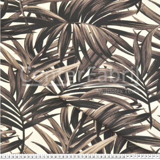 Tecido Lonita Estampada Folhas Marrom Larg. 140cm 100%Algodão 384gr/m2.Conserv1-I/2-2/3-2/5-3/6-8