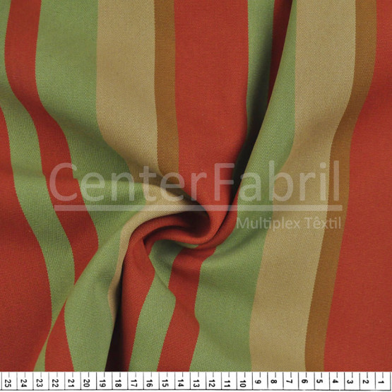 Tecido Sarja Leve Listrada Largo verde/tijolo/bge/caqui Largura155cm 100%Poliester 