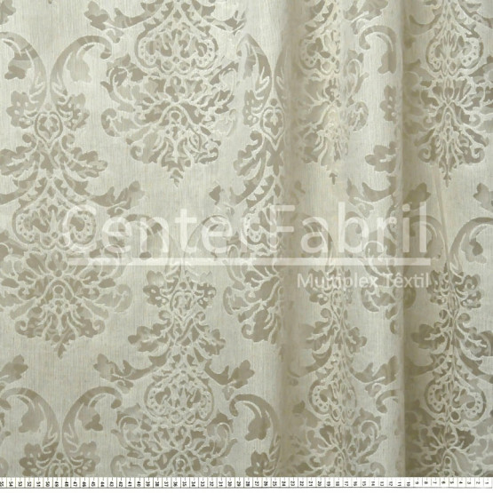 Voil Trabalhado c/linho para Cortina cor Areia Larg.2,80m 60%Poliester/30%Viscose/10%Linho