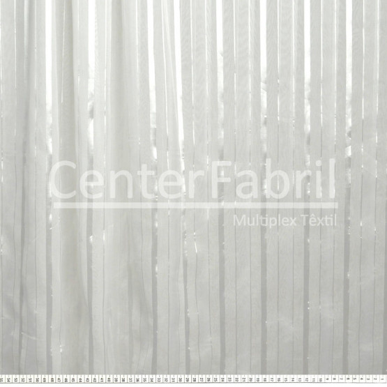 Tecido Organza Voil Trabalhado List Branco Larg 2,80cm 100%Poliester