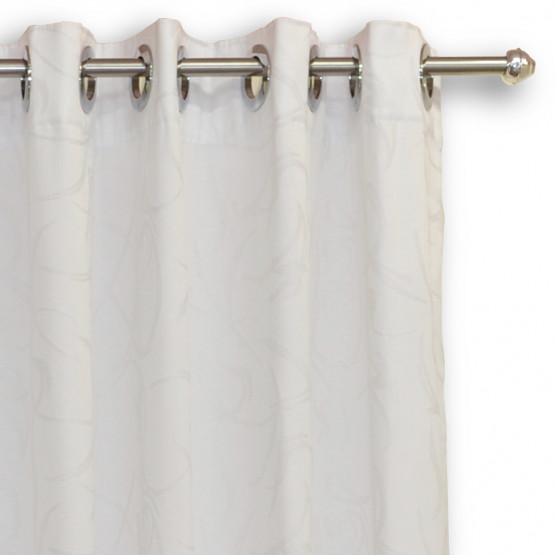 Cortina para Janela com Ilhós em Jacqcuard branco Alt. 180cm x  p/ até 200cm Larg.