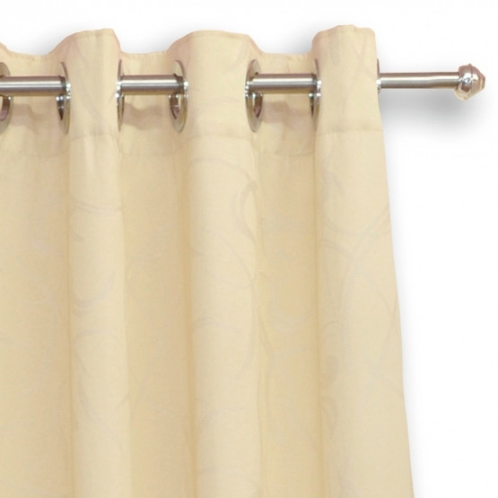 Cortina para Janela com Ilhós em Jacqcuard marfim Alt. 180cm x  p/ até 200cm Larg.