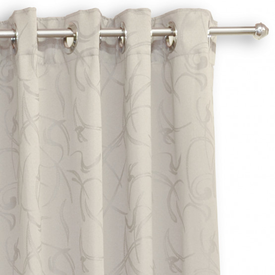 Cortina para Janela com Ilhós em Jacqcuard Fendi Cinza Alt. 180cm x  p/ até 200cm Larg.