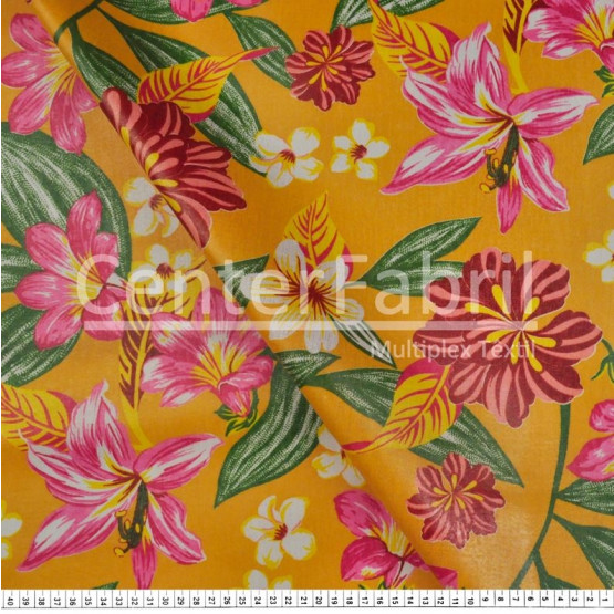 Chitão Estampado Plastificado - Tecido superior 100% algodão/Base100% PVC Lg135cm