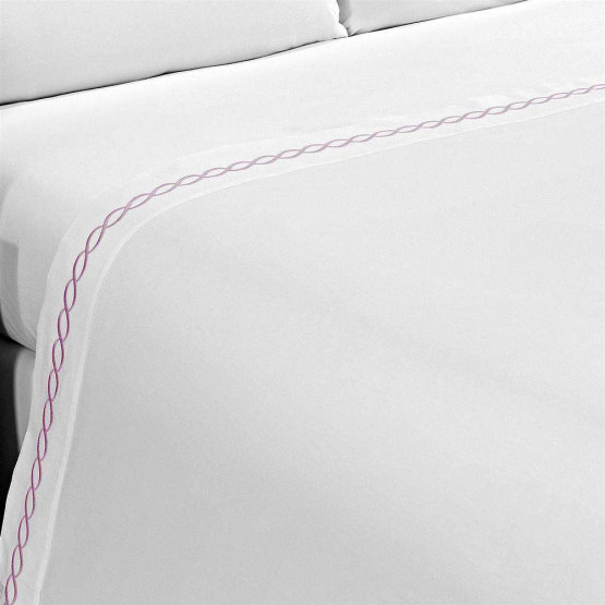 JG CAMA CASAL PERCAL 200Fios 190x140x30cm Bordado Corrente Rosa 100%Algodão promo de R$239,80 por