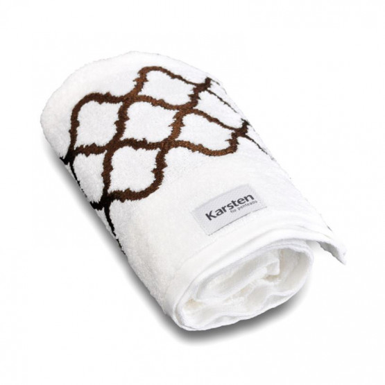 Toalha Rosto Amandine 50x80cm Branco/Marrom 97%Algodão/3%Poliester