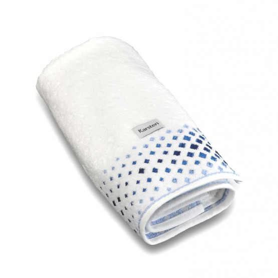 Toalha Rosto Brim Branco/azul 48x80cm cor 001 95%Algodão/5%Poliester